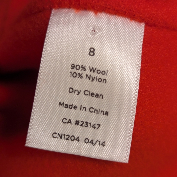 Talbots Women's Wool Fleece Button Blazer Jacket Bright Red, Size 8. - Picture 6 of 6